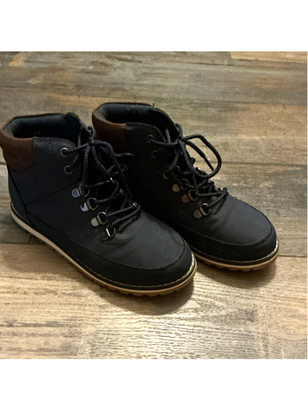 Childred’s Place Ankle Lace-Up Boots Navy Synthetic Round Toe Youth 4